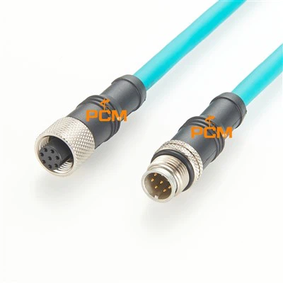 M12 A-kode 8- pin industriell forlengelseskabel