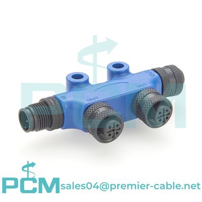 IP67 NMEA 2000 M12 5 Pin A-kode T-type splitter med mutter og skrue