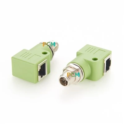 Rett vinkel M12 X-kodet til RJ45-adapter
